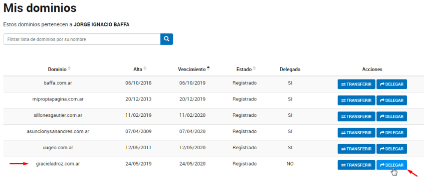 delegar dominio com.ar