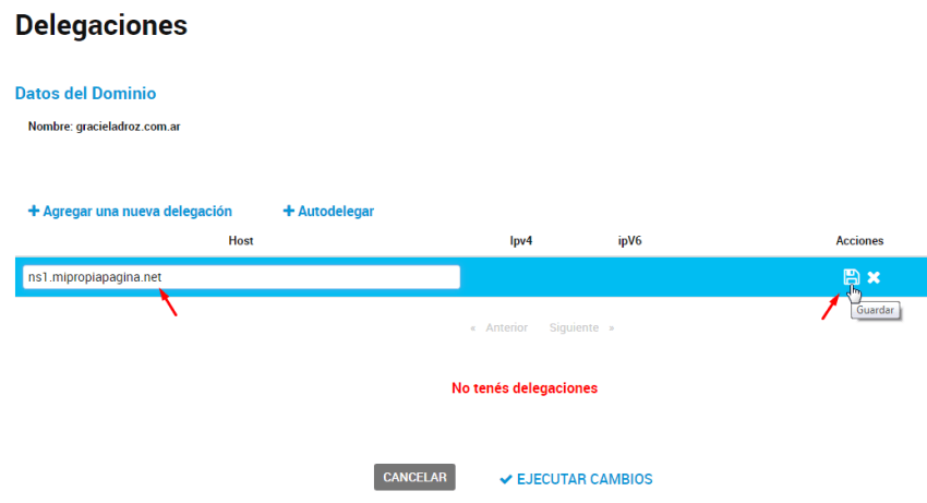 asignar DNS dominio .com.ar