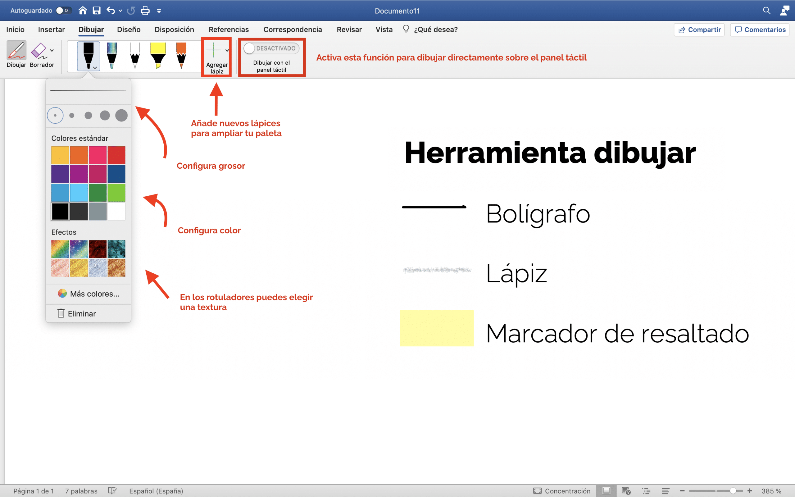 Utilizar la herramienta dibujar en Word