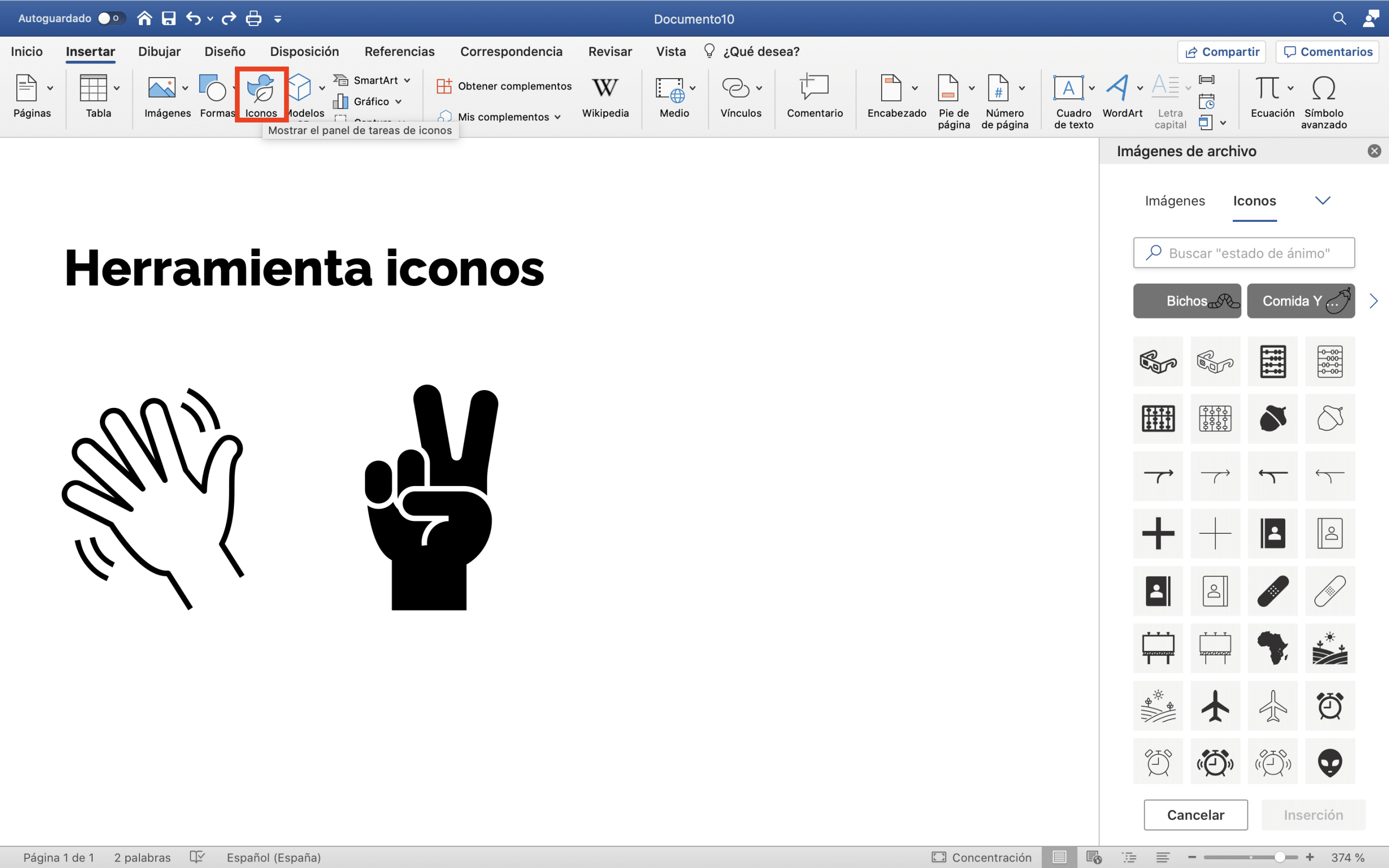 Como hacer dibujo icono en word