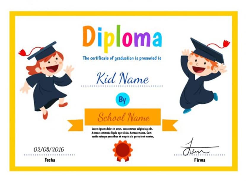 Diploma niño con los niños divertidos