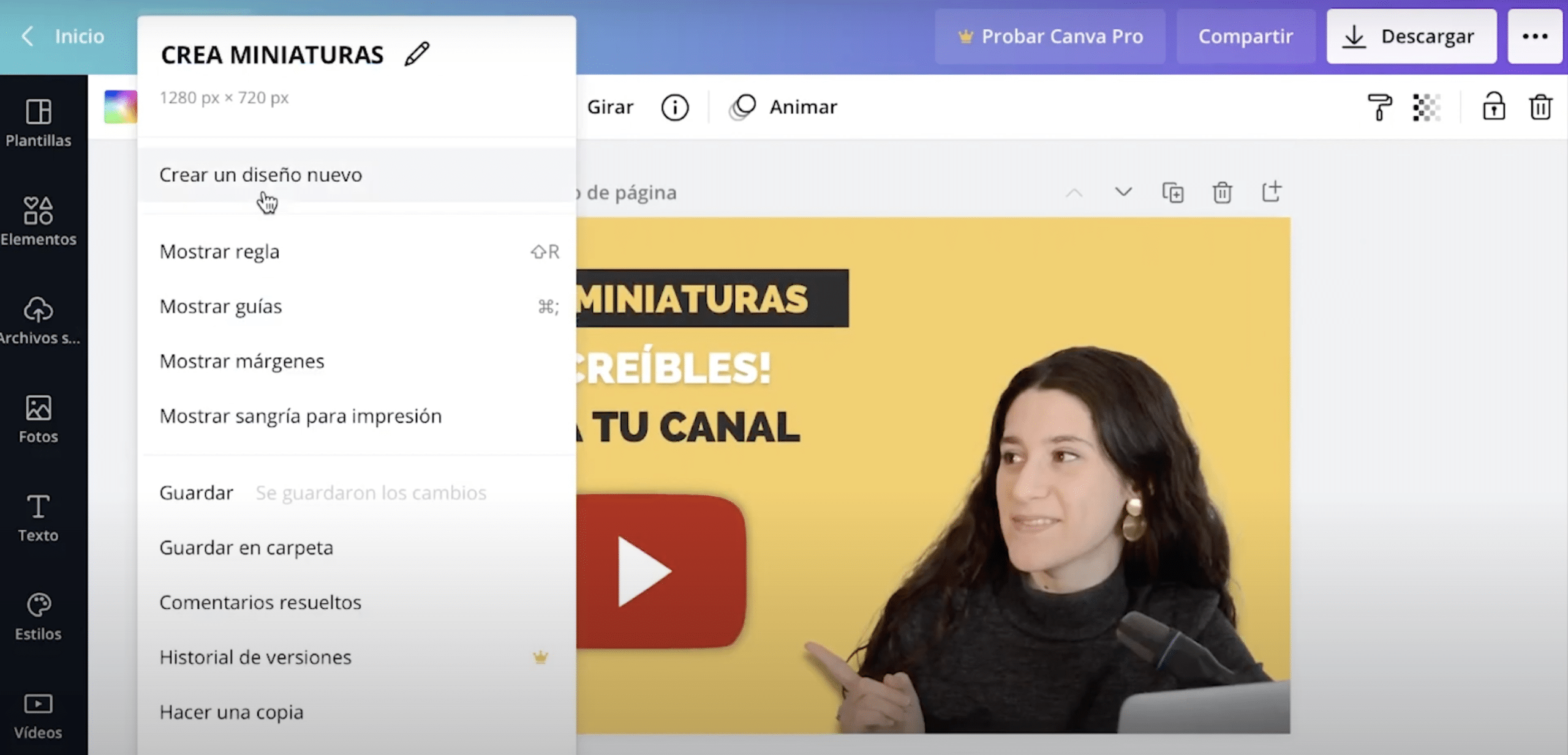 cómo crear un nuevo documento en Canva