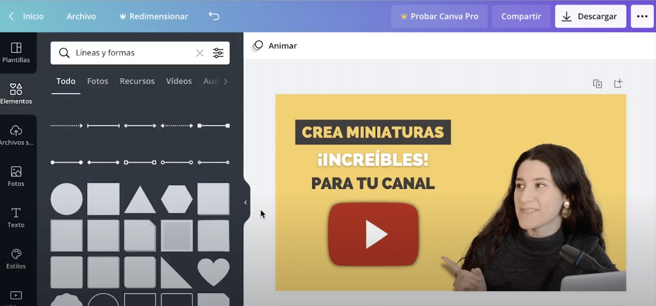 como hacer miniaturas atractivas para YouTube en Canva