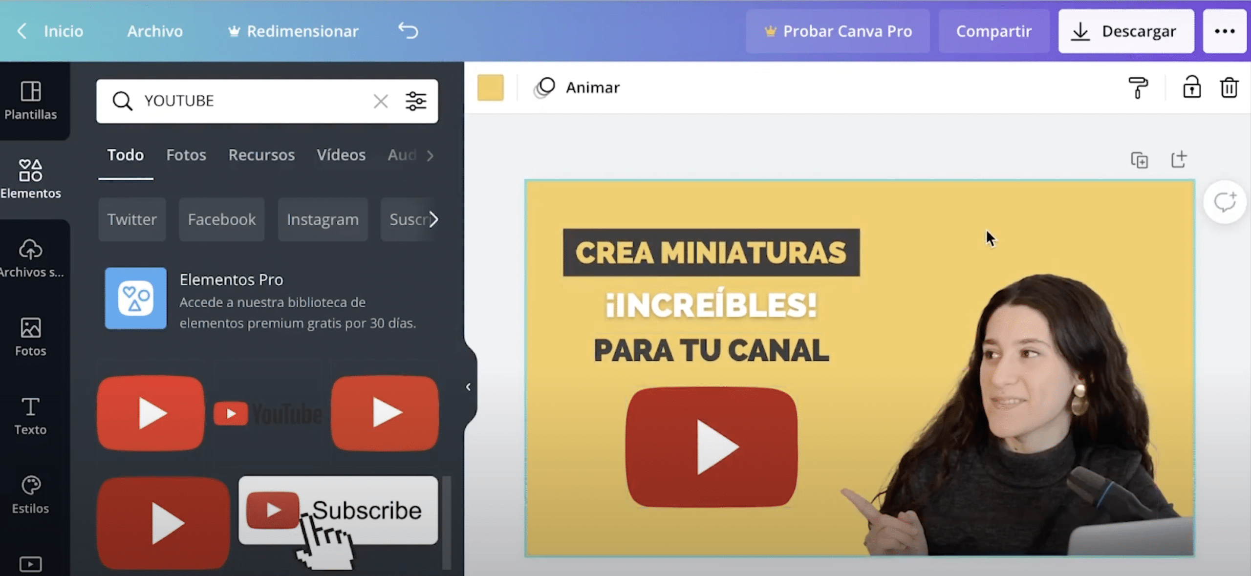 Añade un logotipo para hacer miniaturas para YouTube en Canva